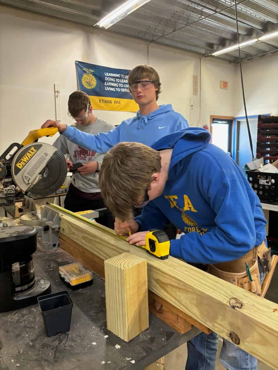 After receiving grant funding, Ethan FFA members designed and built accessible raised garden beds.