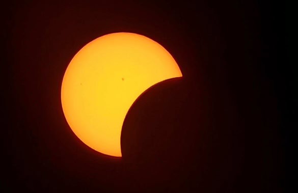 The solar eclipse just before the path of totality. Photo by Owen Cipta.