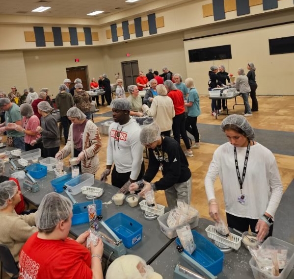 Brandon FFA members serve their community in many different ways, including packaging meals for those in need.