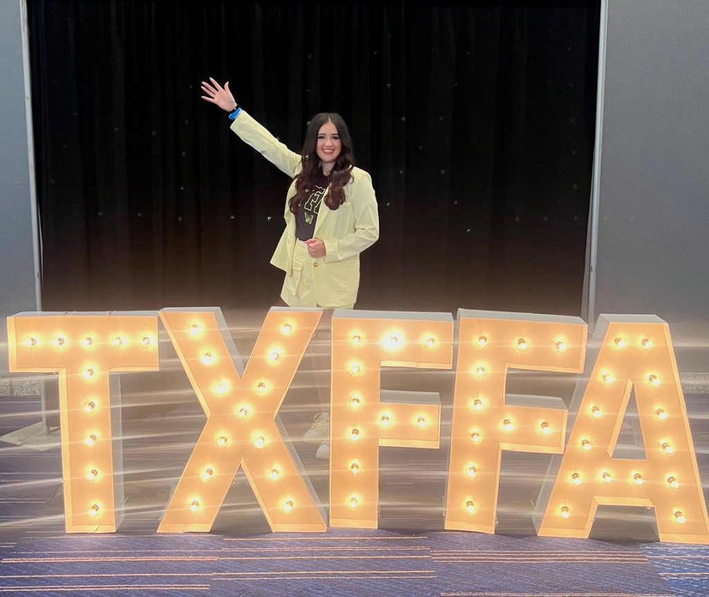 In addition to connecting with FFA members in the National FFA Convention Expo Hall, Kodye Martinez travels to state conventions to showcase her designs.