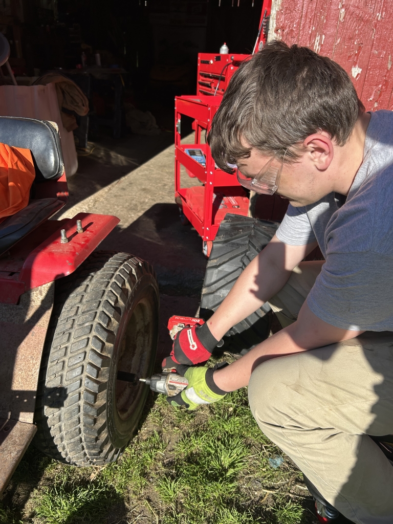 Andrew Curtis Szalach works on a project.