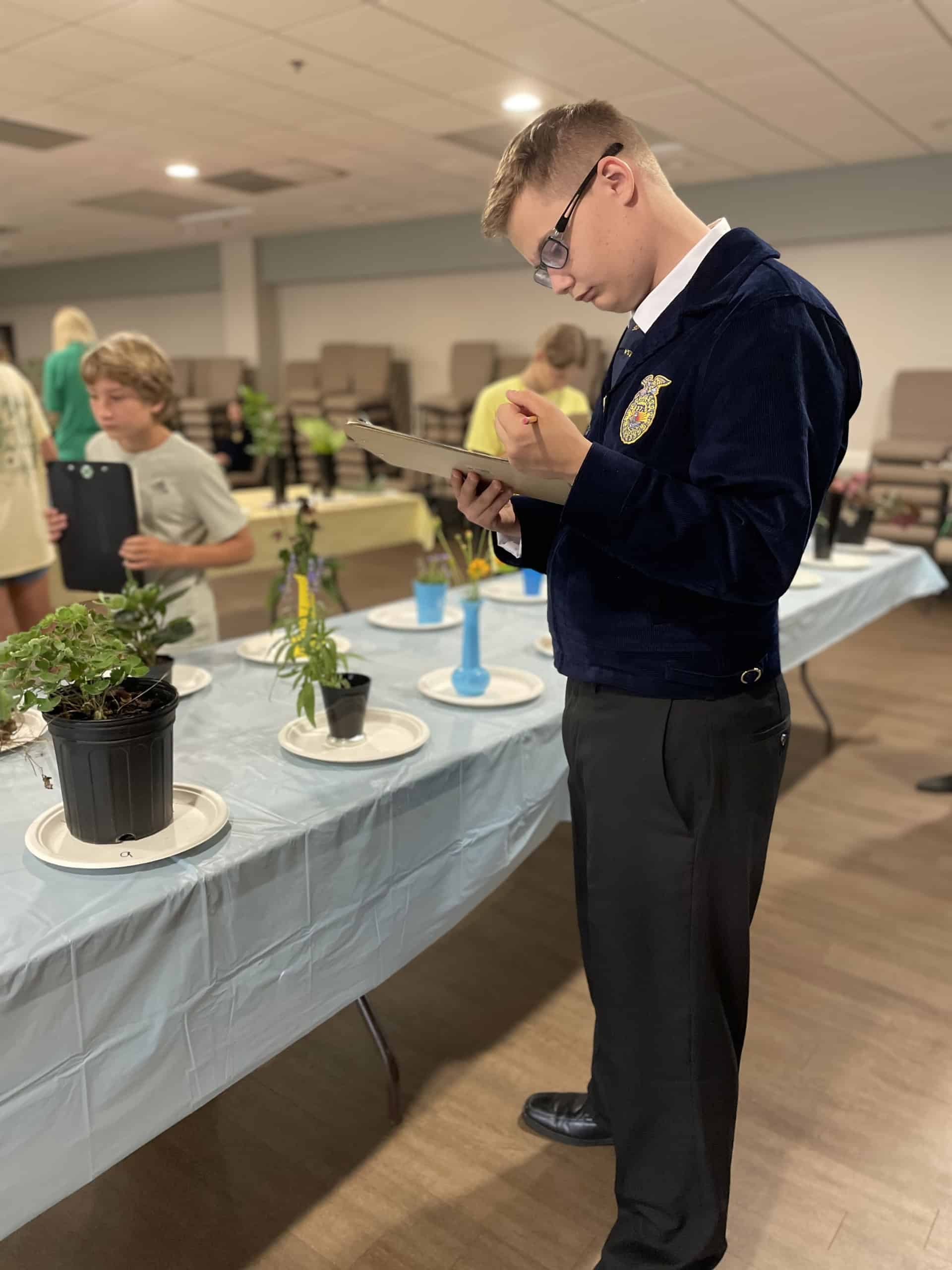 Kevin Kayton competing in a horticulture judging competition.