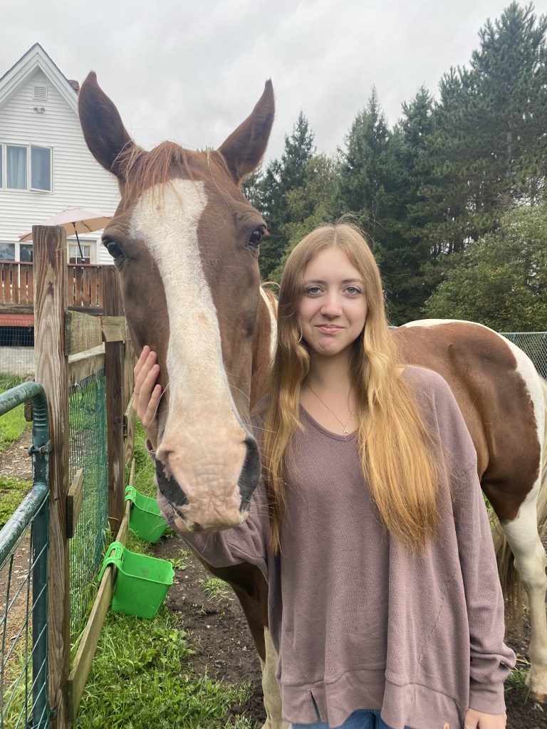 Anabel Wadsworth with her horse, Desperado.