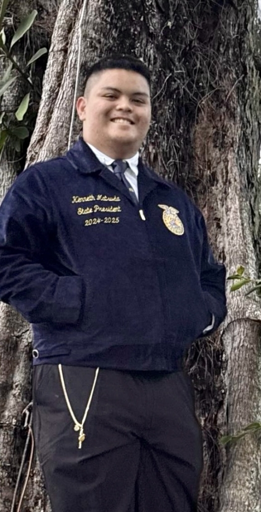 Kenneth Matsuda in his Hawai’i FFA Association jacket.