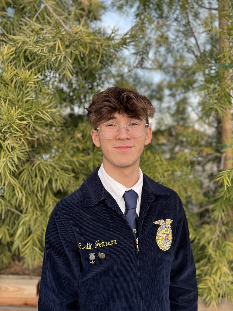 Austin Johnson in his California FFA blue jacket.