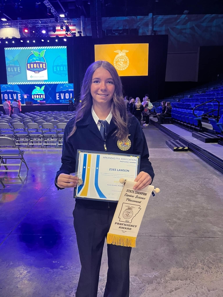 Lawson with her awards at the 97th Arkansas FFA Convention & Expo.