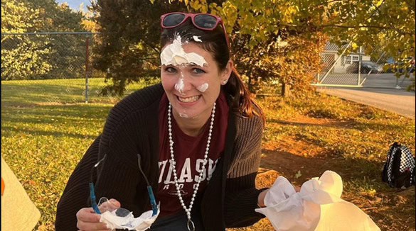 The pieing of officers and advisors in action.