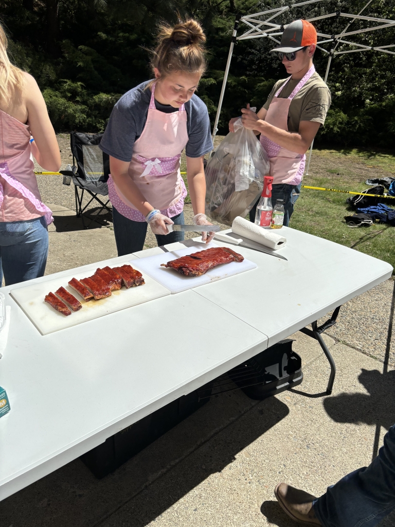 Tonasket FFA members cut their ribs at the 2024 competition.