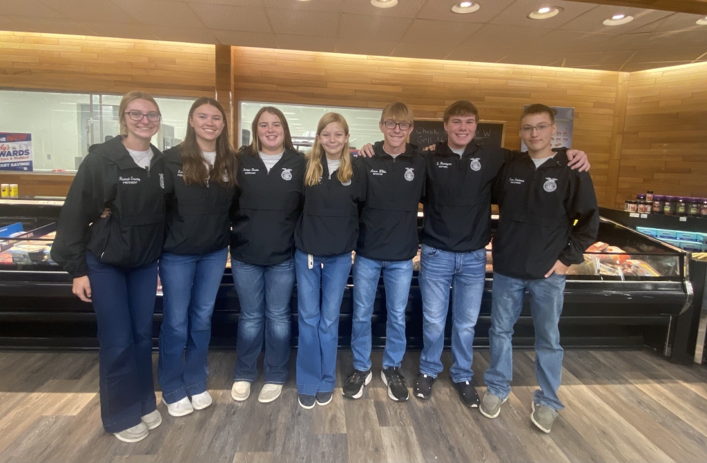 Members of the DeWitt Central FFA officer team at the Little Grocery Grabbers event.