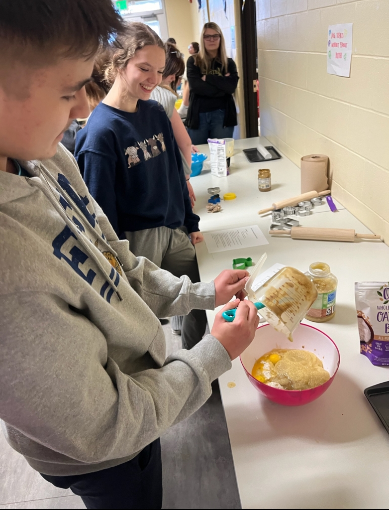 Lebanon FFA member Blake Argotte prepares a dog treat recipe.