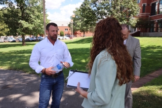 Senator Mullin speaks with Alva FFA Reporter, Katelee Martin.