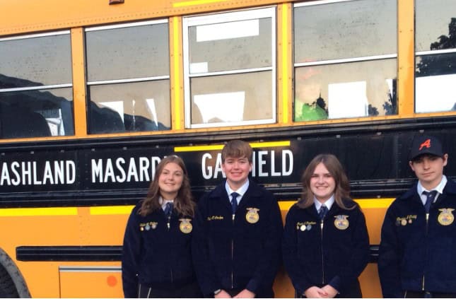 Ashland FFA team, from left to right: Callie Cullins, Caiden Condon, Grace Routhier and Carter Craig.