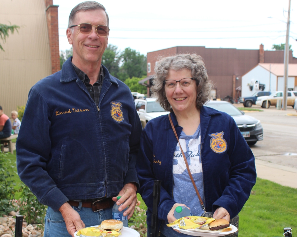 Dave and Kim Nelson show off their FFA jacket from the Hendricks FFA Chapter in Minnesota.