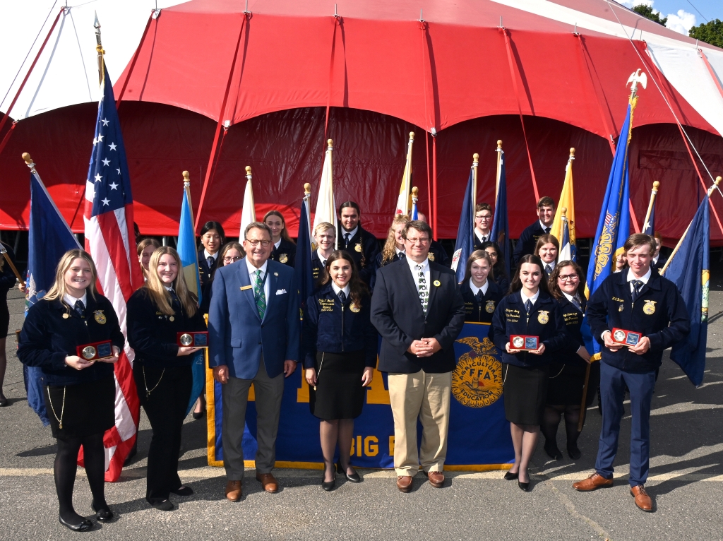 Eastern FFA Region Star Winners with Farm Credit East and state FFA officers. Photo Credit: Eastern States Exposition.