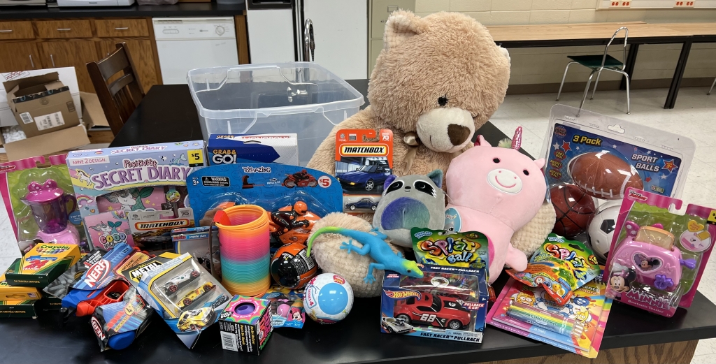 Donated toys from the drive.