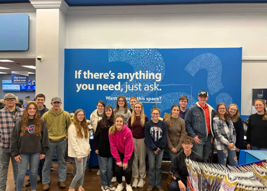 Bourbon County FFA Members after a successful evening of Christmas Angel shopping