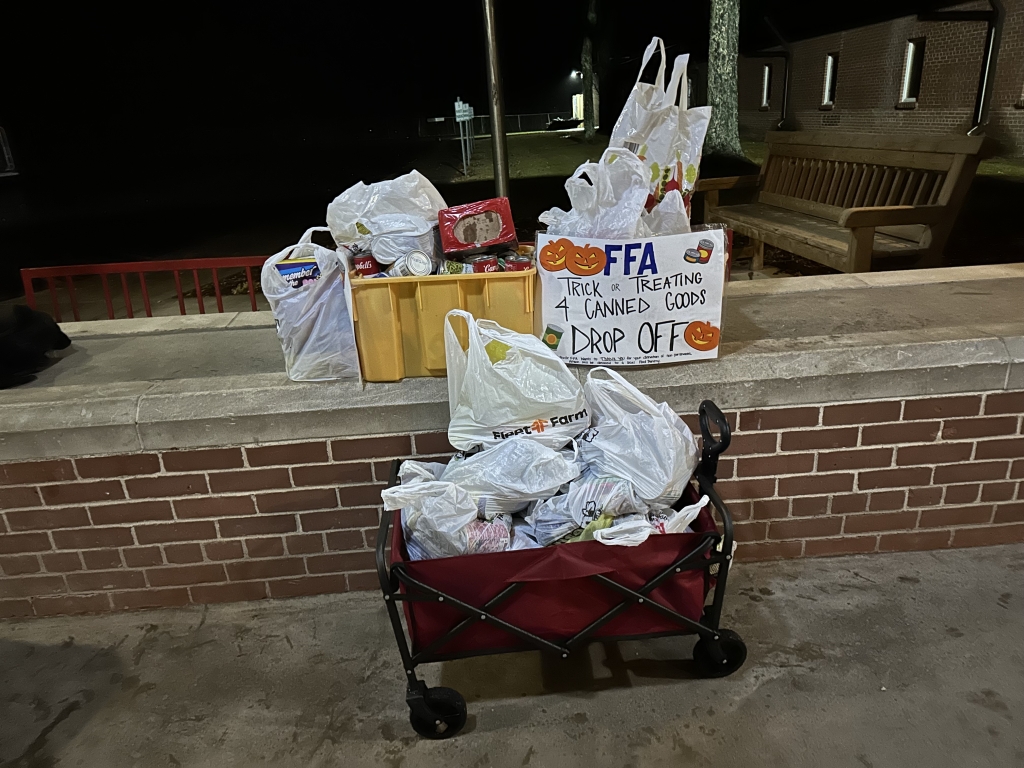 The drop box location outside of Neillsville High School was filled with donations of canned goods.