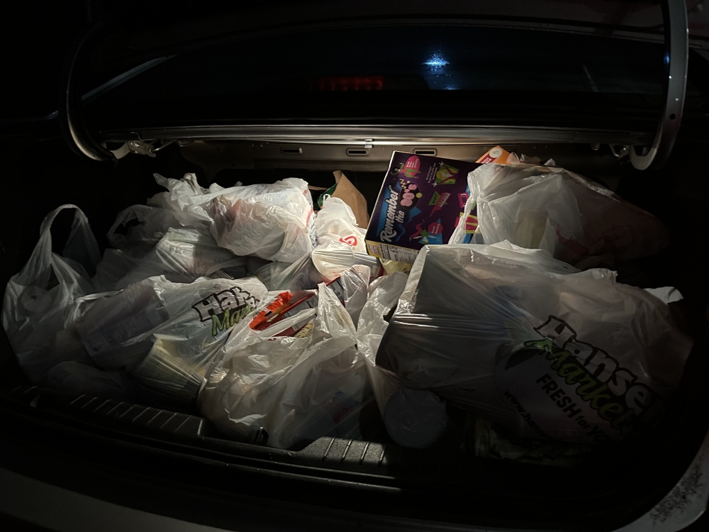 Neillsville FFA Reporter Shylah Walk filled her car with donations from the event.