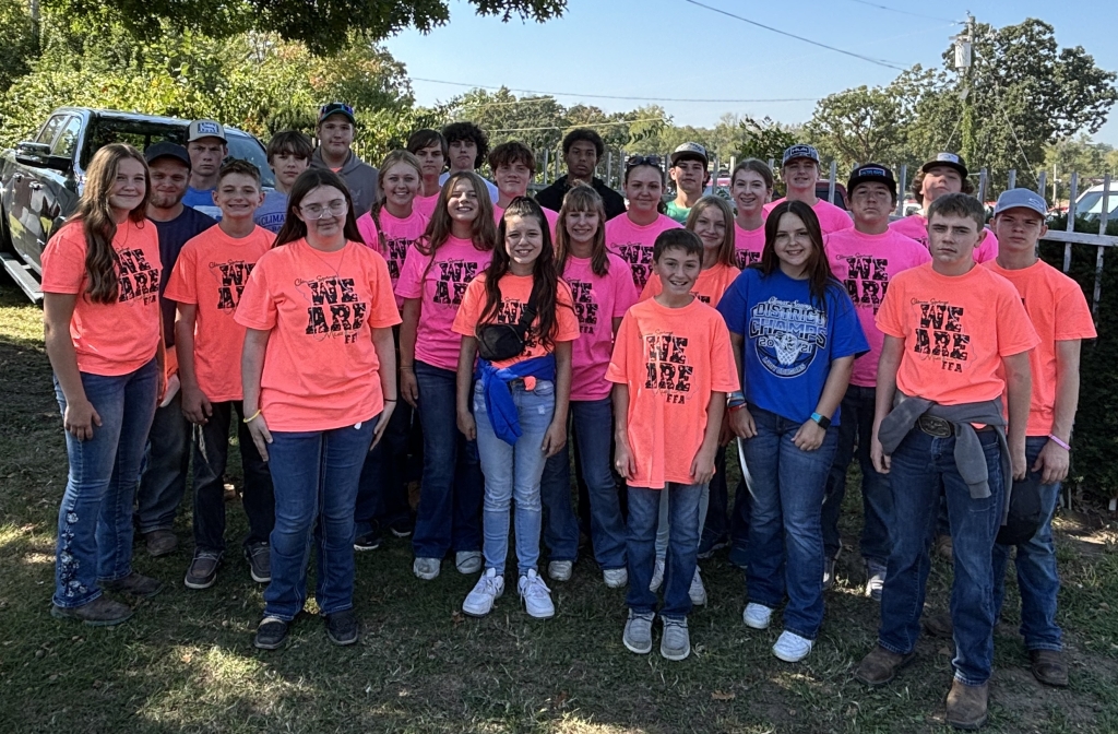 Chase Simpson with his classmates and friends.