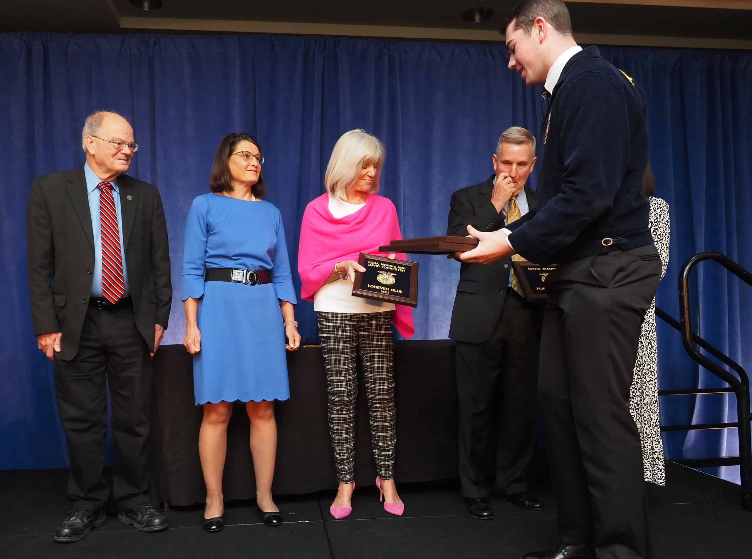 Nancy (second from left) and Randy (not pictured) Trivette are recognized as new members of the Forever Blue Circle for establishing the CASE Endowment.