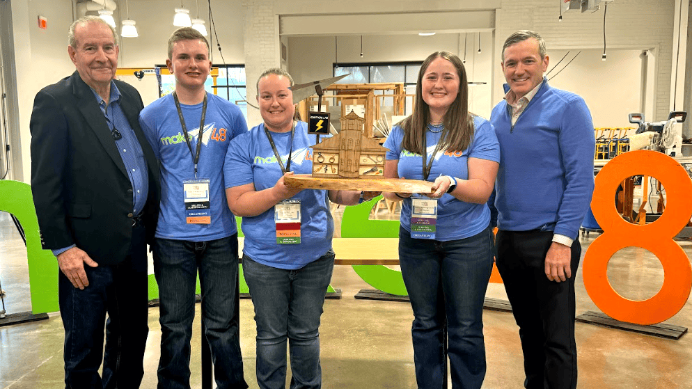 Three members of the Eastern Hancock FFA Chapter in Indiana were named the season eight Make48 national champions. Photo courtesy of Cassandra Muñoz.