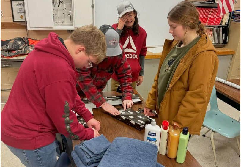 Montevideo FFA members gathered to wrap gifts to donate to a family in need.