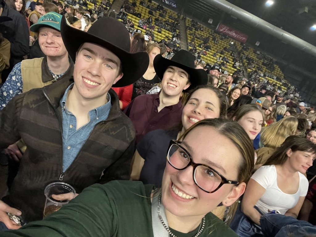 Rapid City Stevens FFA members wait for the stock show to end.