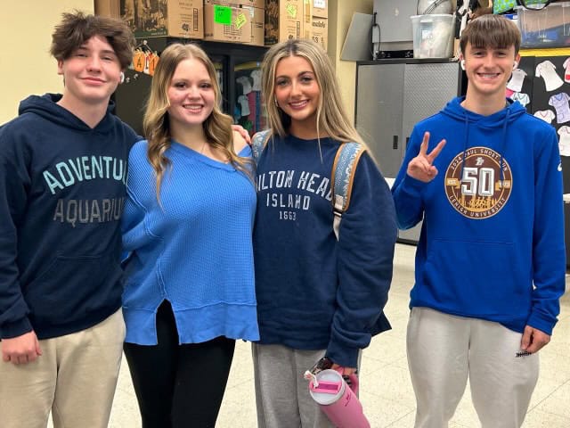 Students proudly wear different shades of blue in support of the Blue Jackets Go Blue for Diabetes movement. 