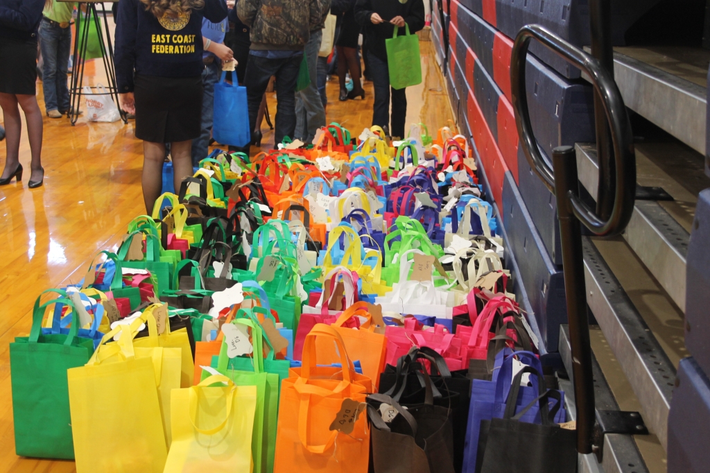 East Coast Federation FFA officers line up care packages made by members.