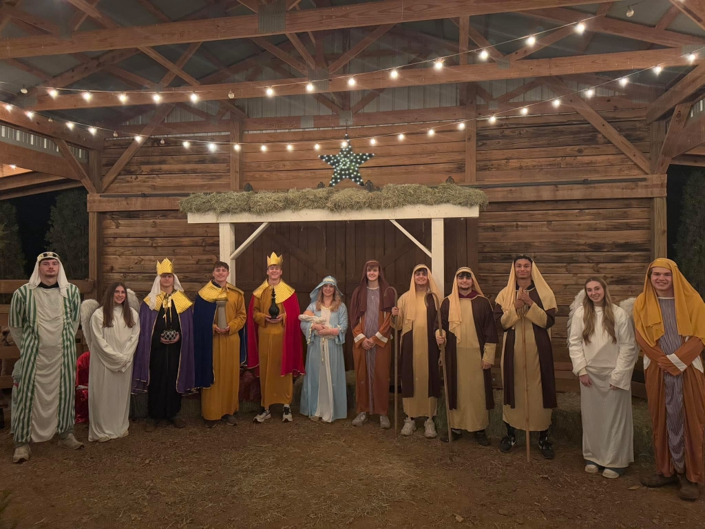 FFA members that helped put on the nativity in Lamar, Ark., include, from left: Kaz Crotts, Mayci Hilton, Tillman Storment, Levi Horn, Gabe Morrow, Lilly Keener, Grant Miller, Dougan Smith, Cameron Smith, Caleb Green and Bryson Duff.