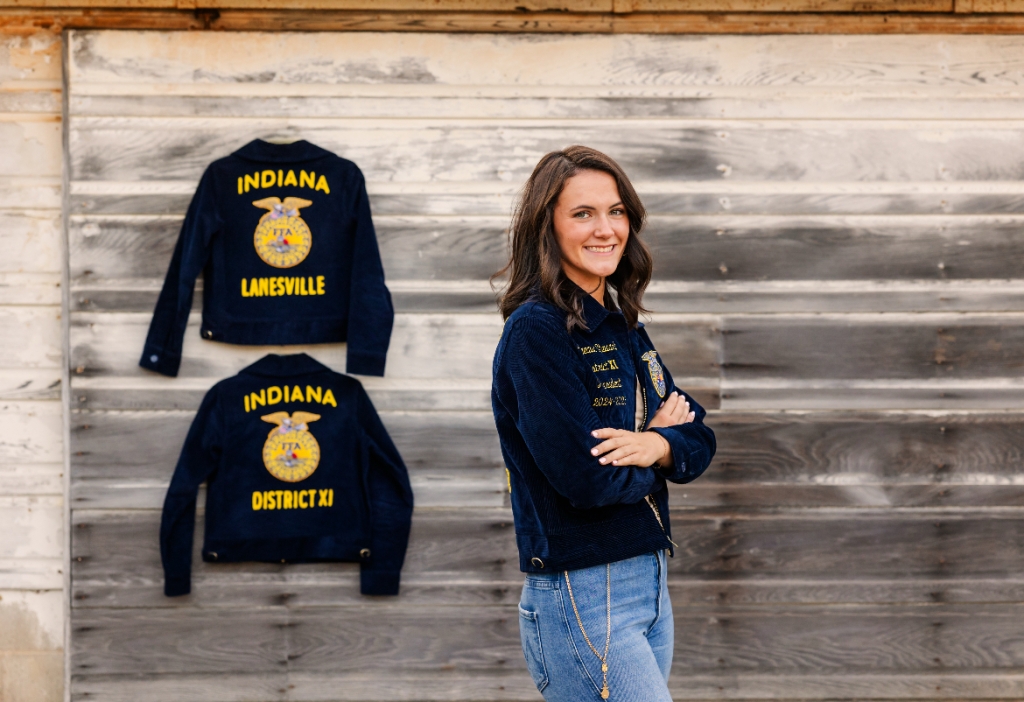 Margeaux Stewart stands by her FFA jackets, showcasing her growth within the organization.