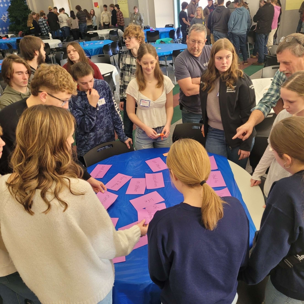 Maine FFA members assemble part of the FFA Creed.