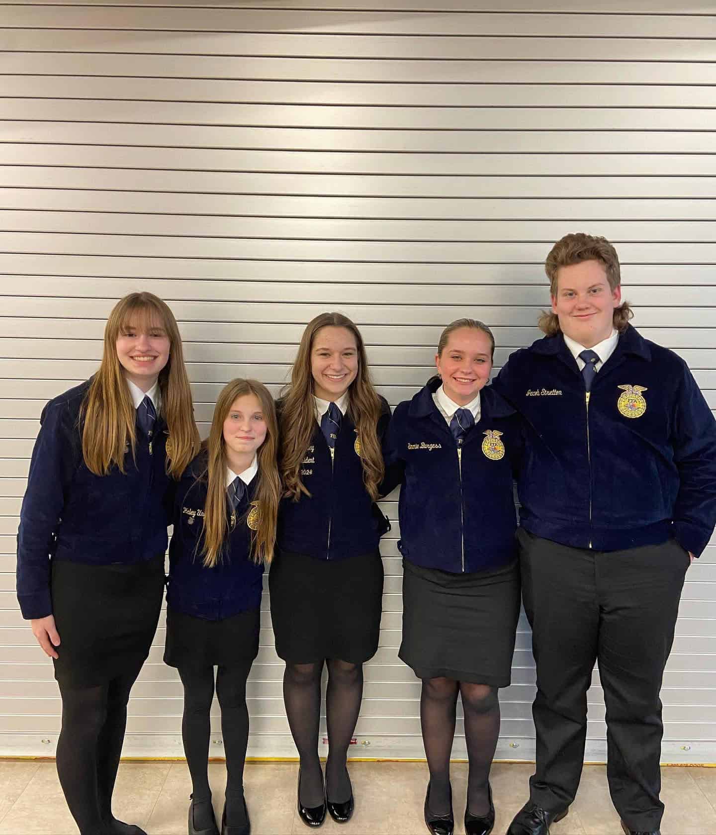 Utica FFA Public Speaking District Finalists left to right: Skylar Stevens, Haley Unger, Melinda Wesley, Emmie Burgess and Jacob Stretton.