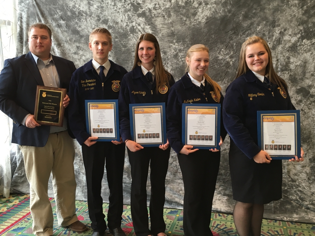 As a Muscatine FFA member, Alyssa Walsh (middle) competed in the National FFA Agricultural Sales Career Development Event in 2015.