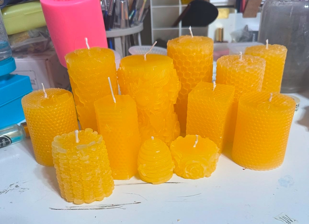 Beeswax candles made by Reed.