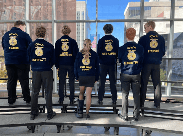 Seven Iowa Iowa members of the National FFA Chorus at the Arts Garden