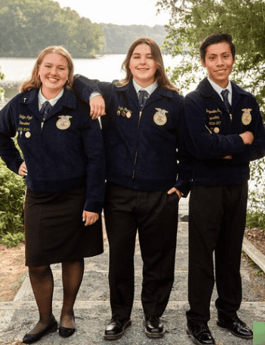 Pictured above are members elected to serve as the 2023-2024 Delaware FFA County Representatives. From left to right the students are Kailyn Pippin, Kayla Parks, and Elias Morales Perez.