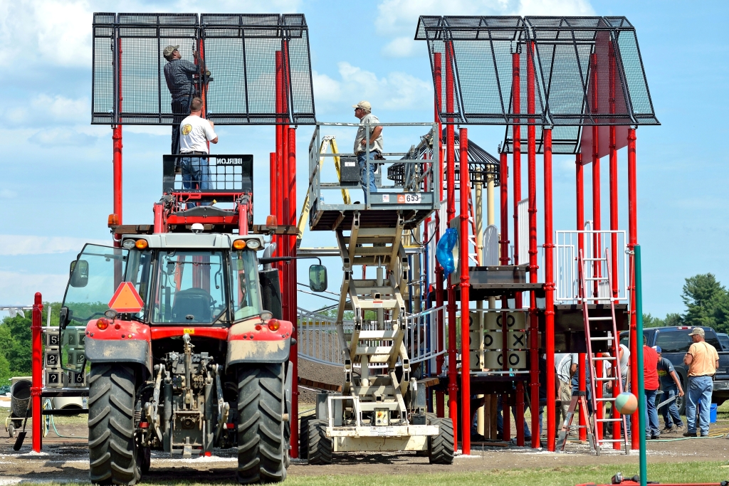 Generations of volunteers work on the Barn Playground.