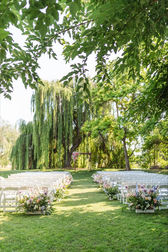 Lupton’s arch and aisle pieces on display at a spring wedding.