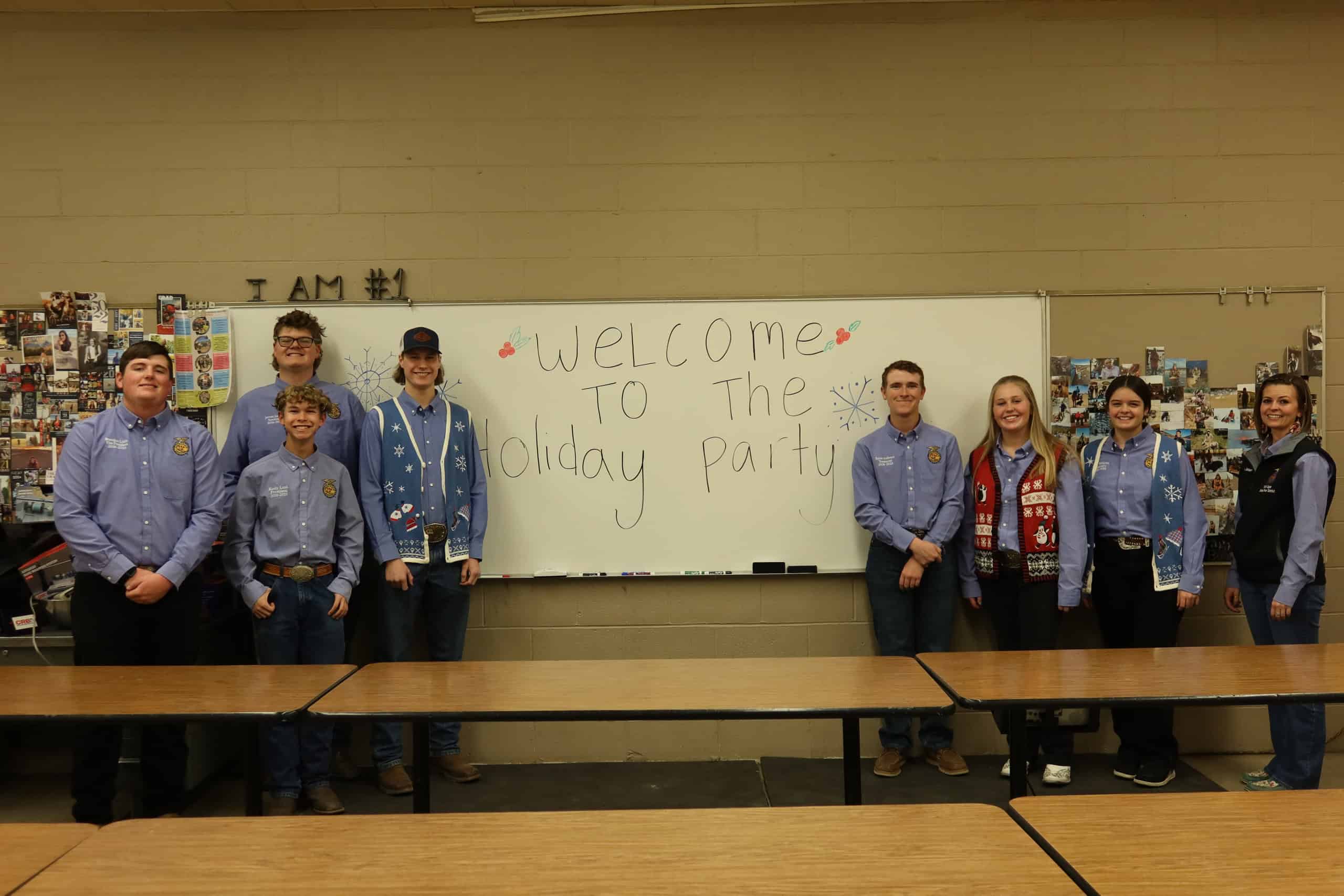 The North Upper Snake River District Team. (L-R): Brandon Little, Jarrett Jenkins, Kody Lusk, Dillan Lerwill, Ryken Anderson, Sarah Jones, Suri Wilcox, and Ms. Jensen.