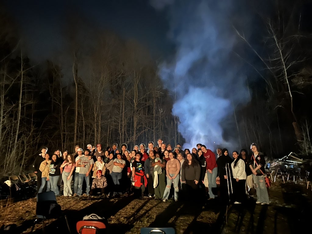 Members gather for a group photo at the annual bonfire event hosted by Southern Guilford FFA.