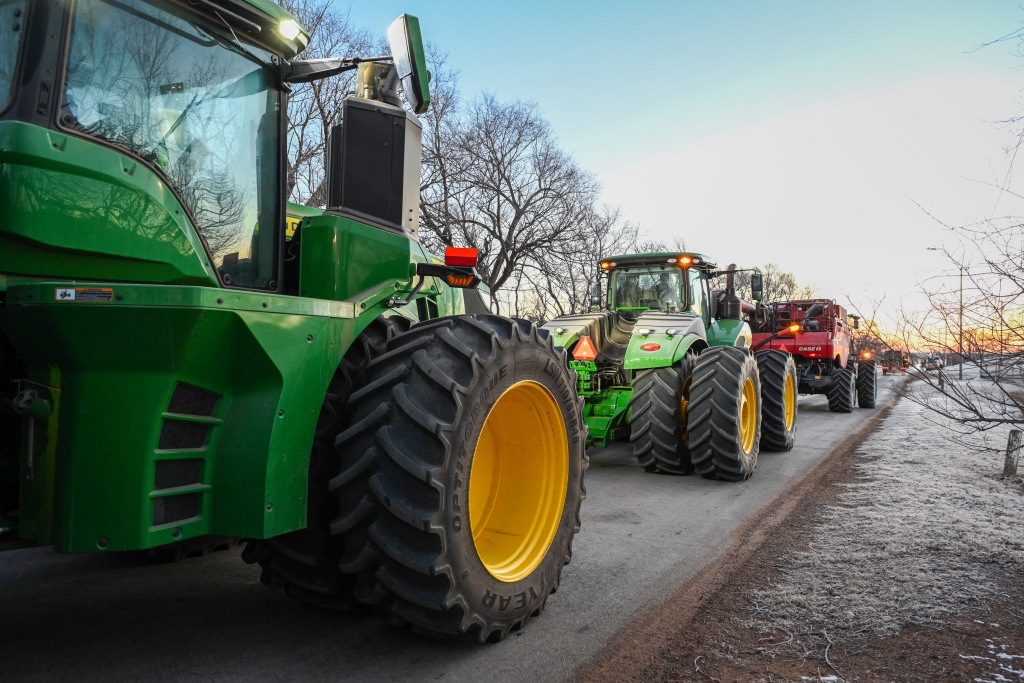 Alva FFA members drive to Alva High School for Drive Your Tractor to School Day.